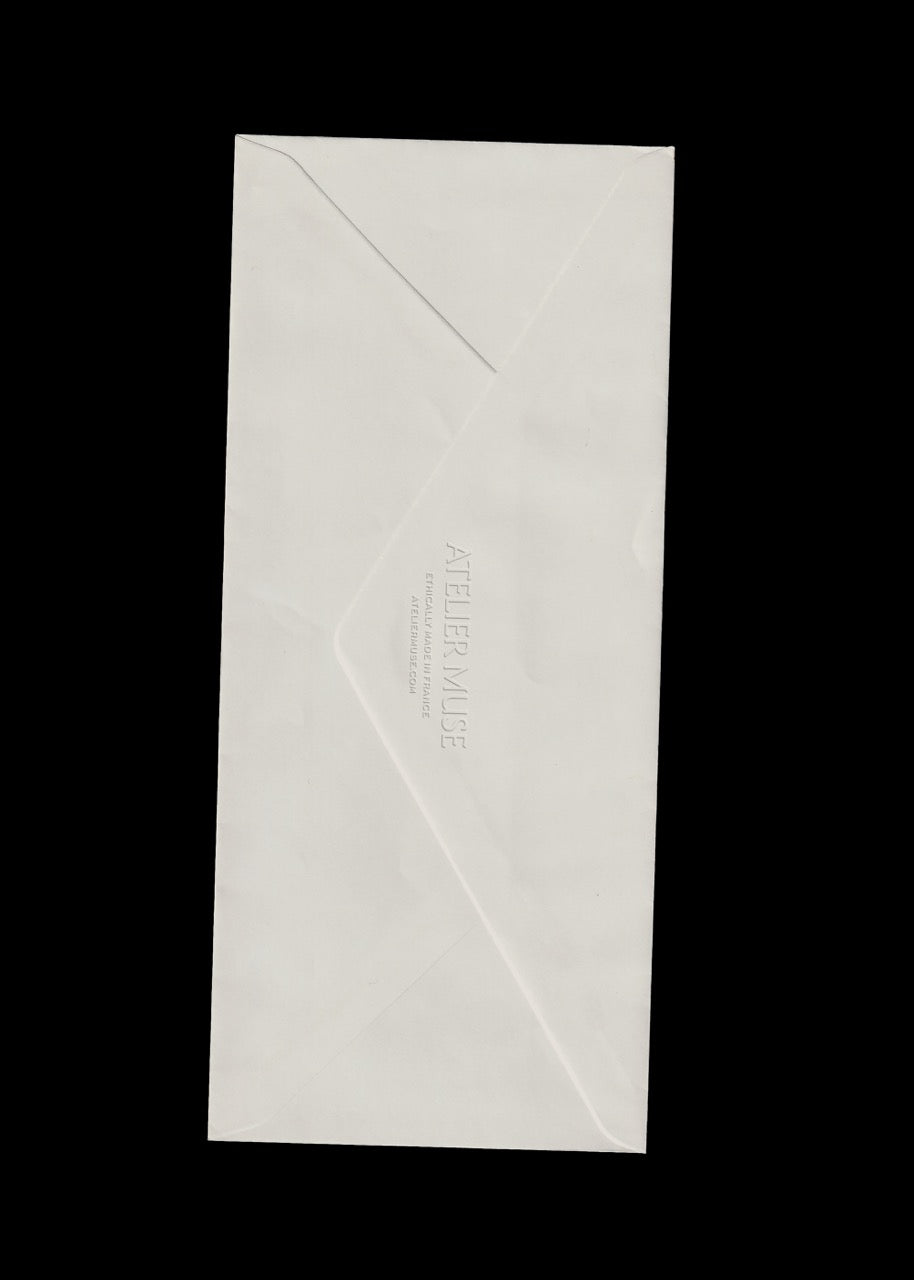 Nostalgic White Long Envelope Stationery Scan Mockup · Studio Blanche